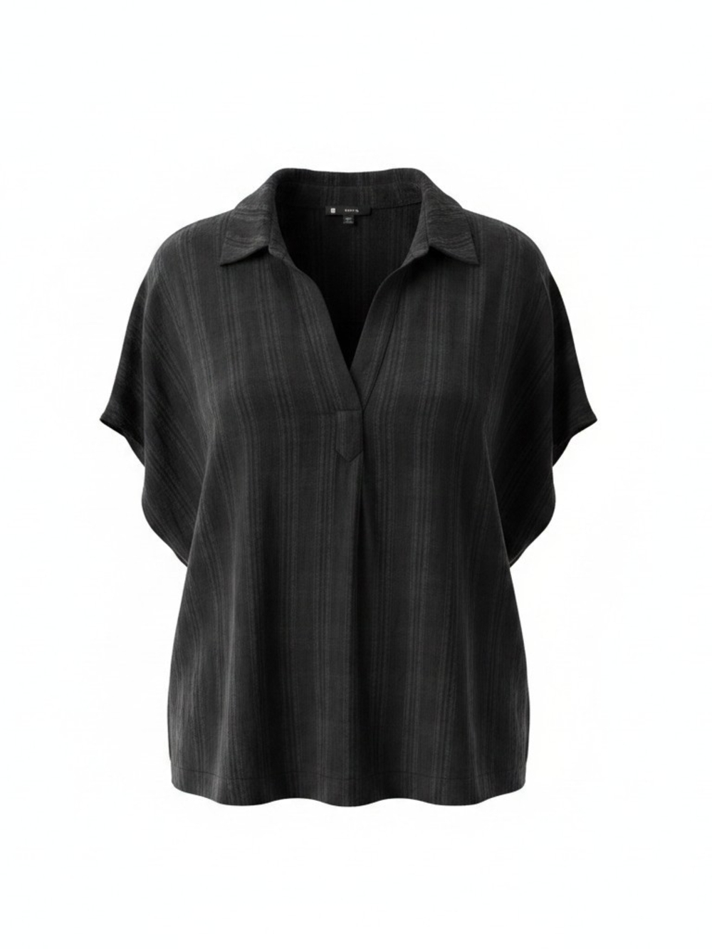 Target Curve Black Searsucker Plaid Short Sleeve V-Neck Blouse Top Plus Size 20+